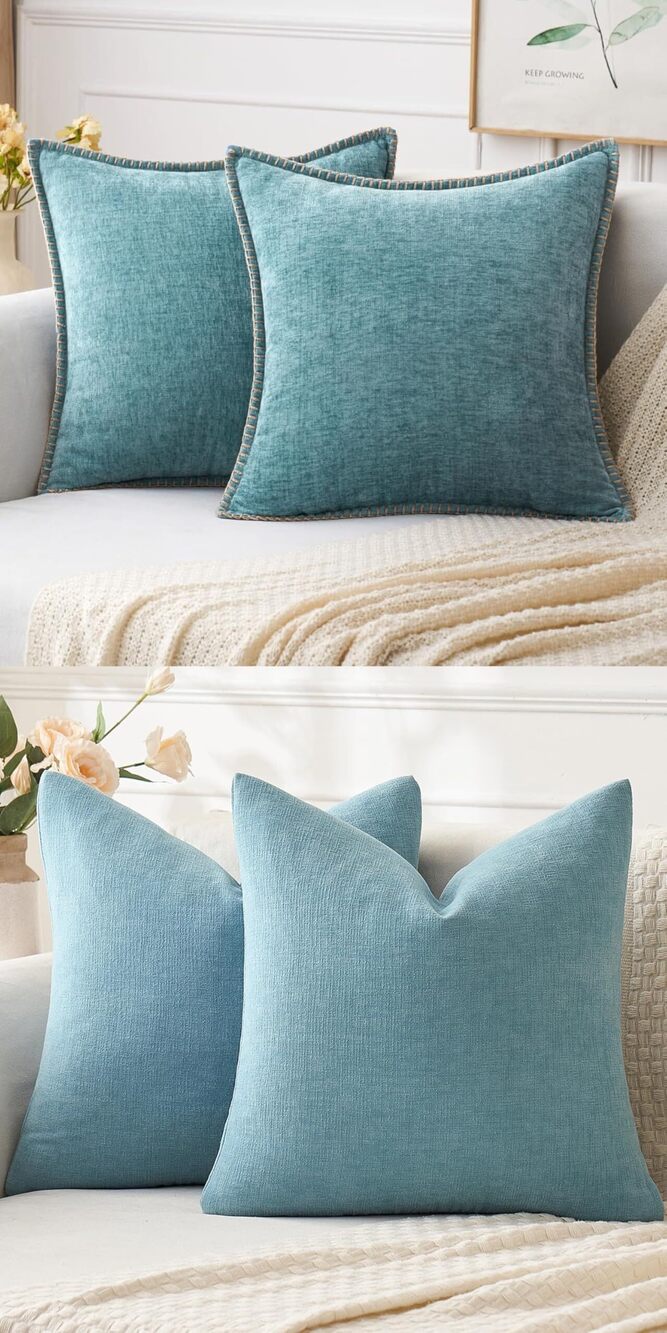 8022 Pack of 2 Chenille Decorative Throw Pillow Covers Bundle Pack of 2